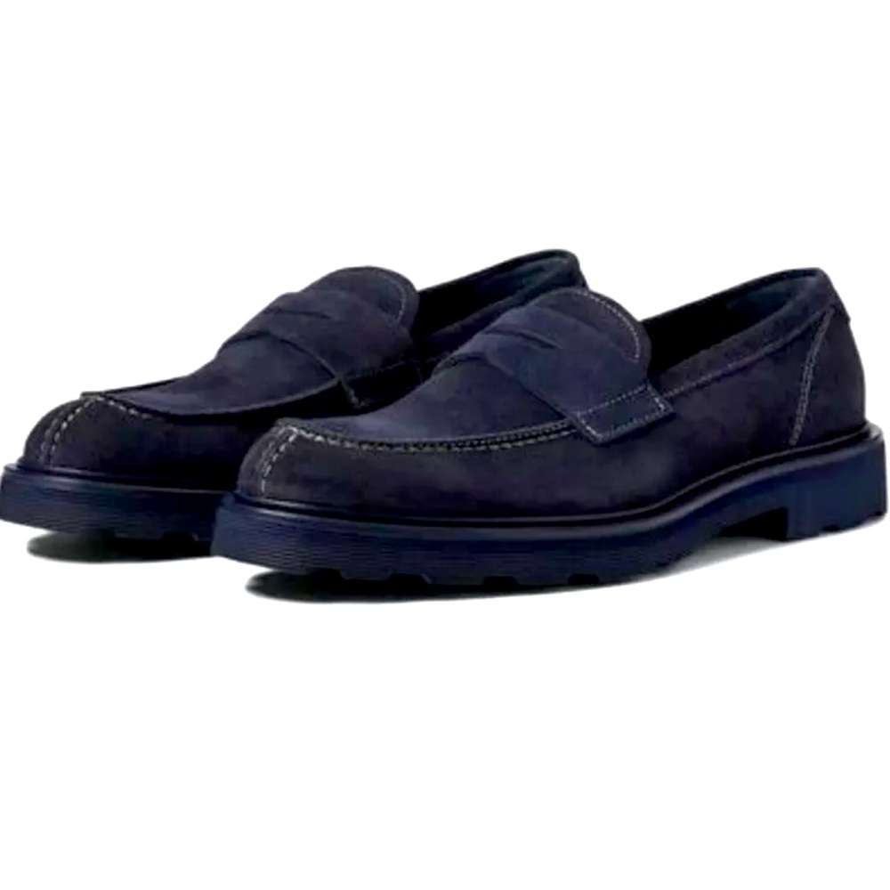Men's Navy Suede Penny Loafers